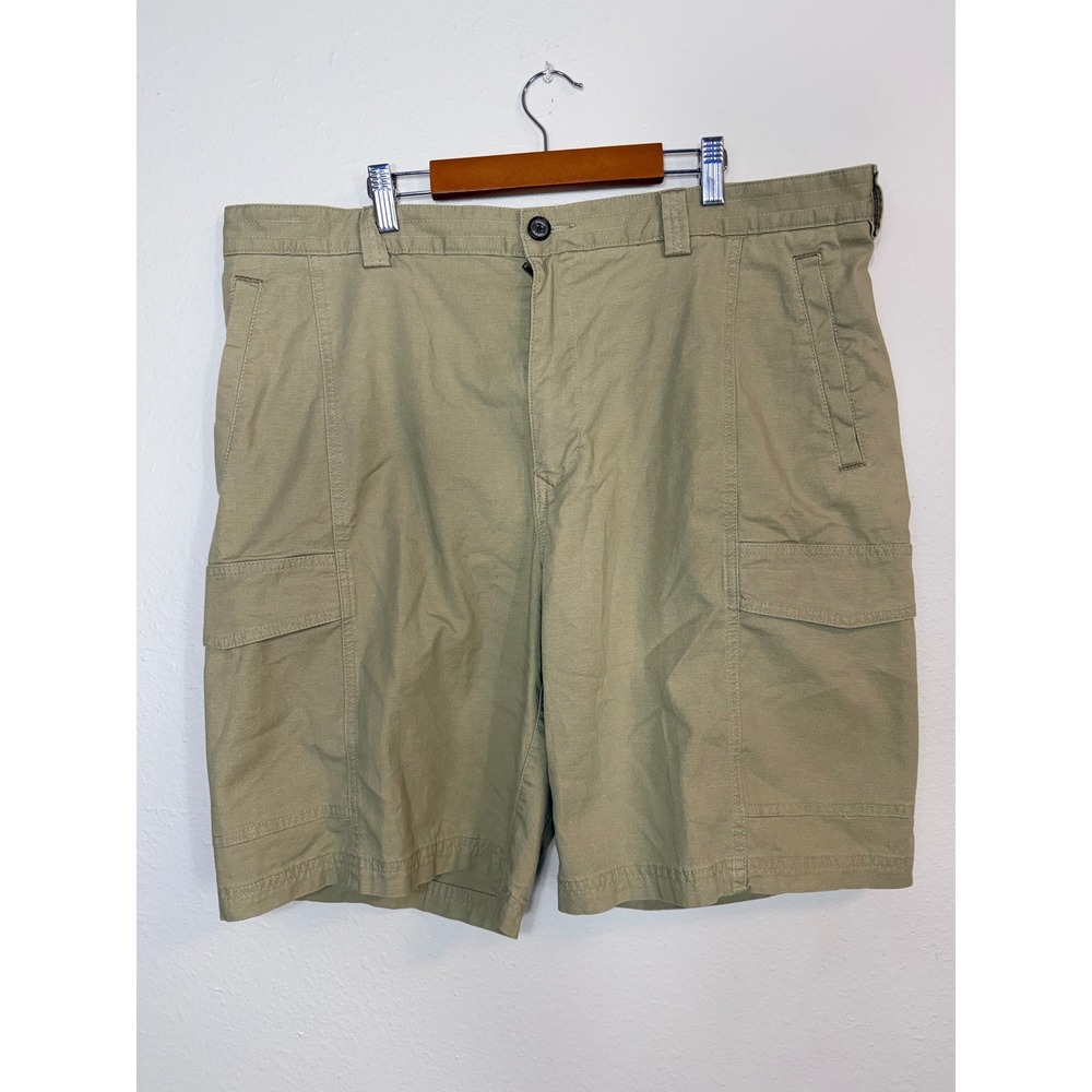 Tommy Bahama Mens Khaki Tan Cargo Shorts Marlin Logo Size 38 Cotton Tencel Blend